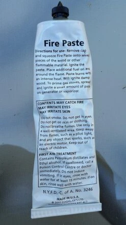 Coghlan's Fire Paste -Survival Gear Hub Firepaste TubeBack